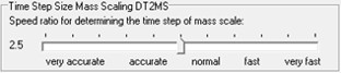 Time Step Size Mass Scaling